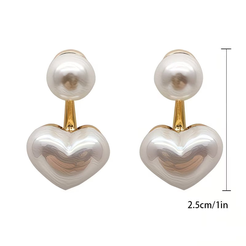Double Perla Cuore Orecchini