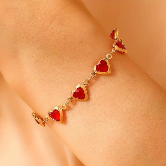 Oro Rubino Cuore Chain Bracciale