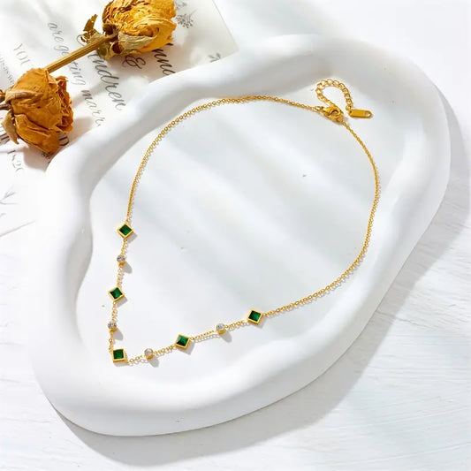 Oro Smeraldo Geometric Station Collana