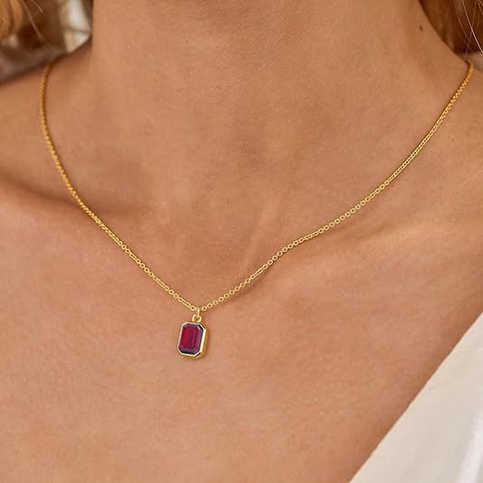 Paperclip Layered Rubino Collana | Oro