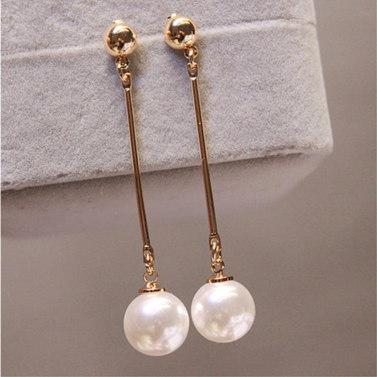 Oro Long Perla Orecchini Pendenti