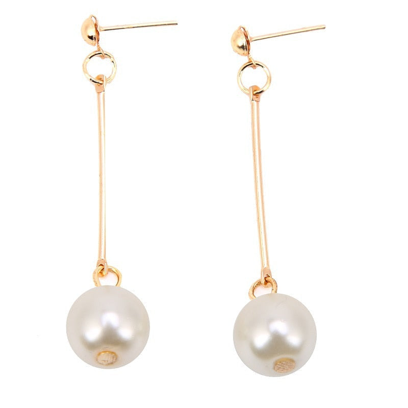 Oro Long Perla Orecchini Pendenti