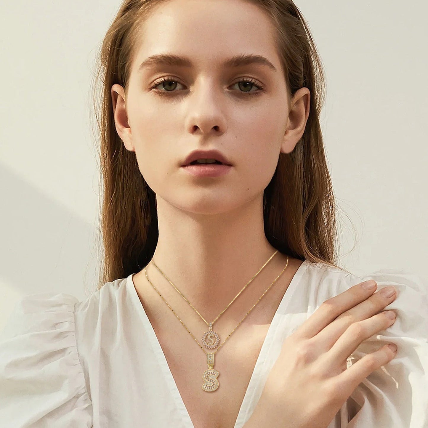 Pave letter initial set collane | Oro