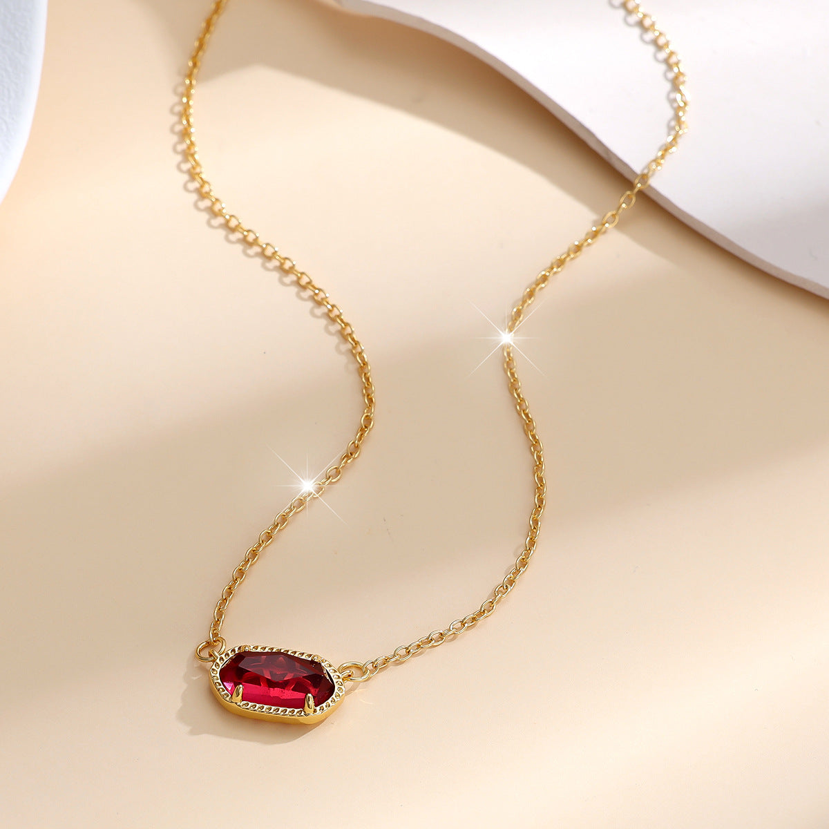Classic Oval Rubino Collana | Oro