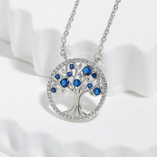 Tree of Life Zaffiro Collana | Bianco Oro