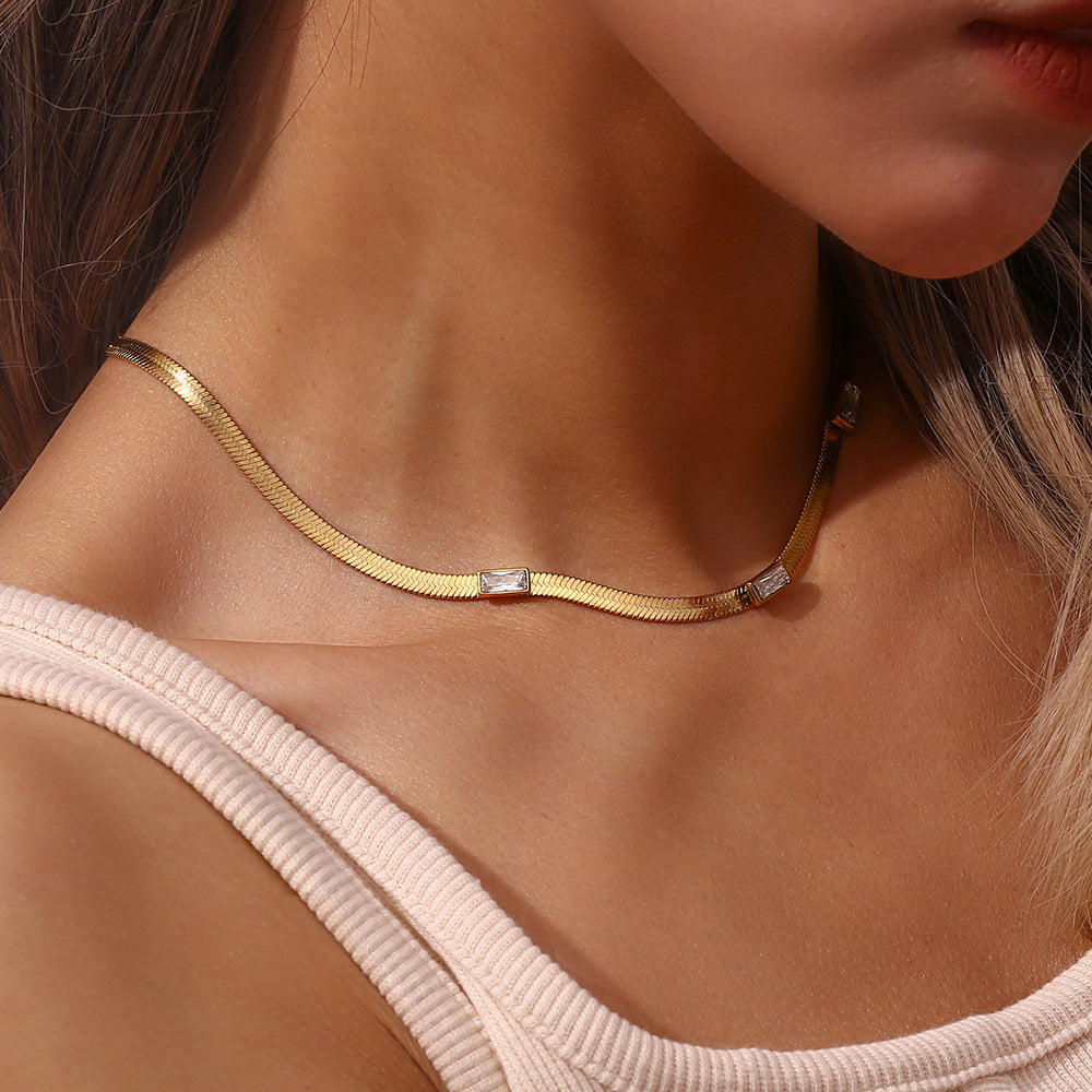 Eve Herringbone Oro Collana