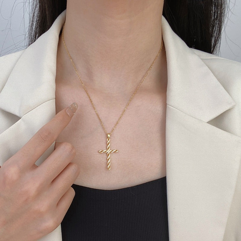 Cristallo Twist Cross Collana | Oro