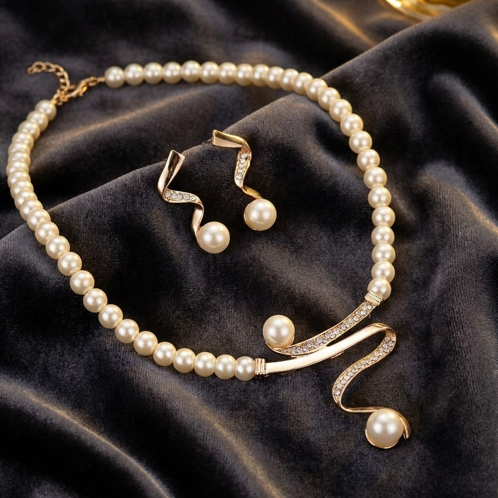 Elegant Naturale Collana di Perle Set