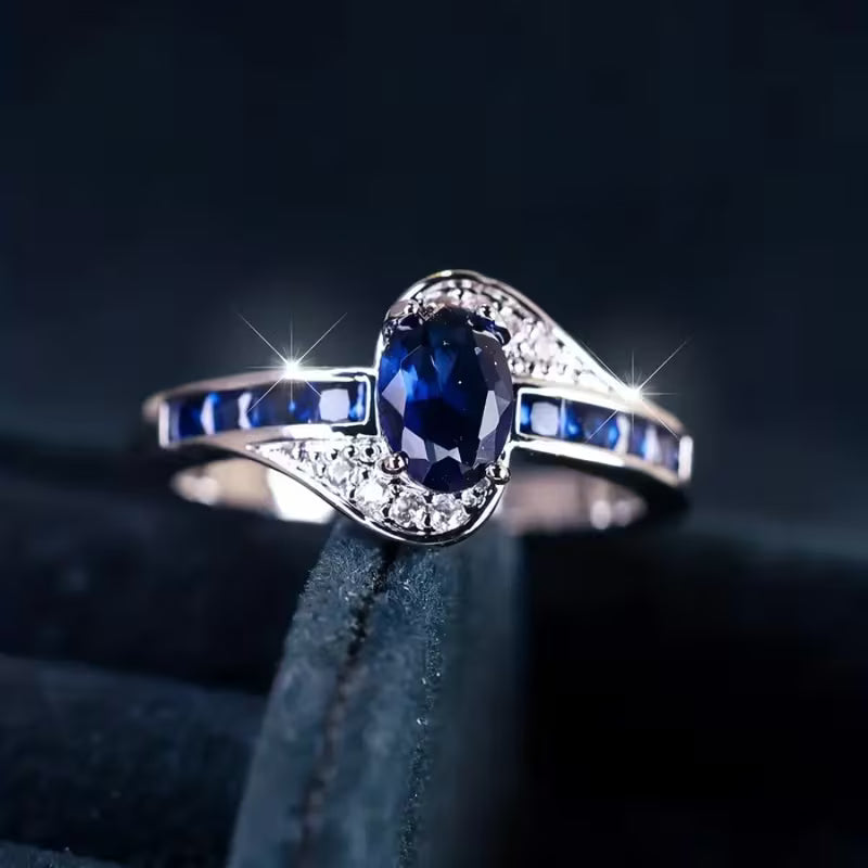 Zaffiro Flow Anello | Bianco Oro