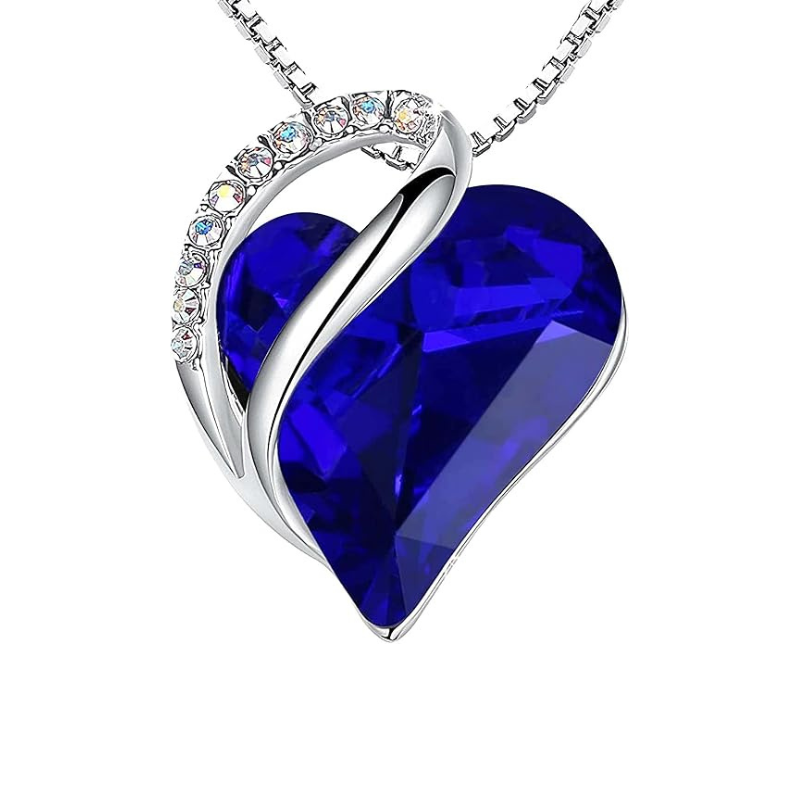 Infinity Cuore Zaffiro Collana | Bianco Oro