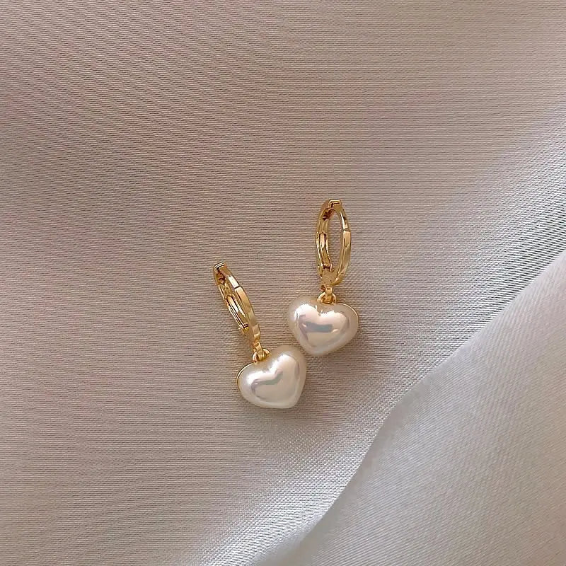 Oro Cuore Perla Orecchini Pendenti