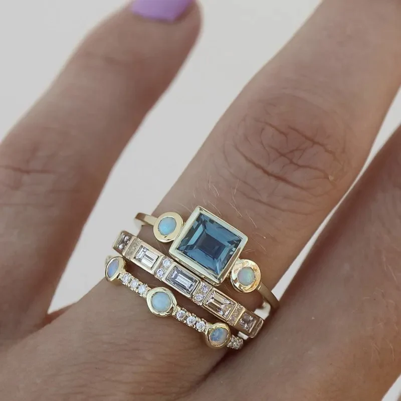 Oro Stacked Geometric Set Anelli