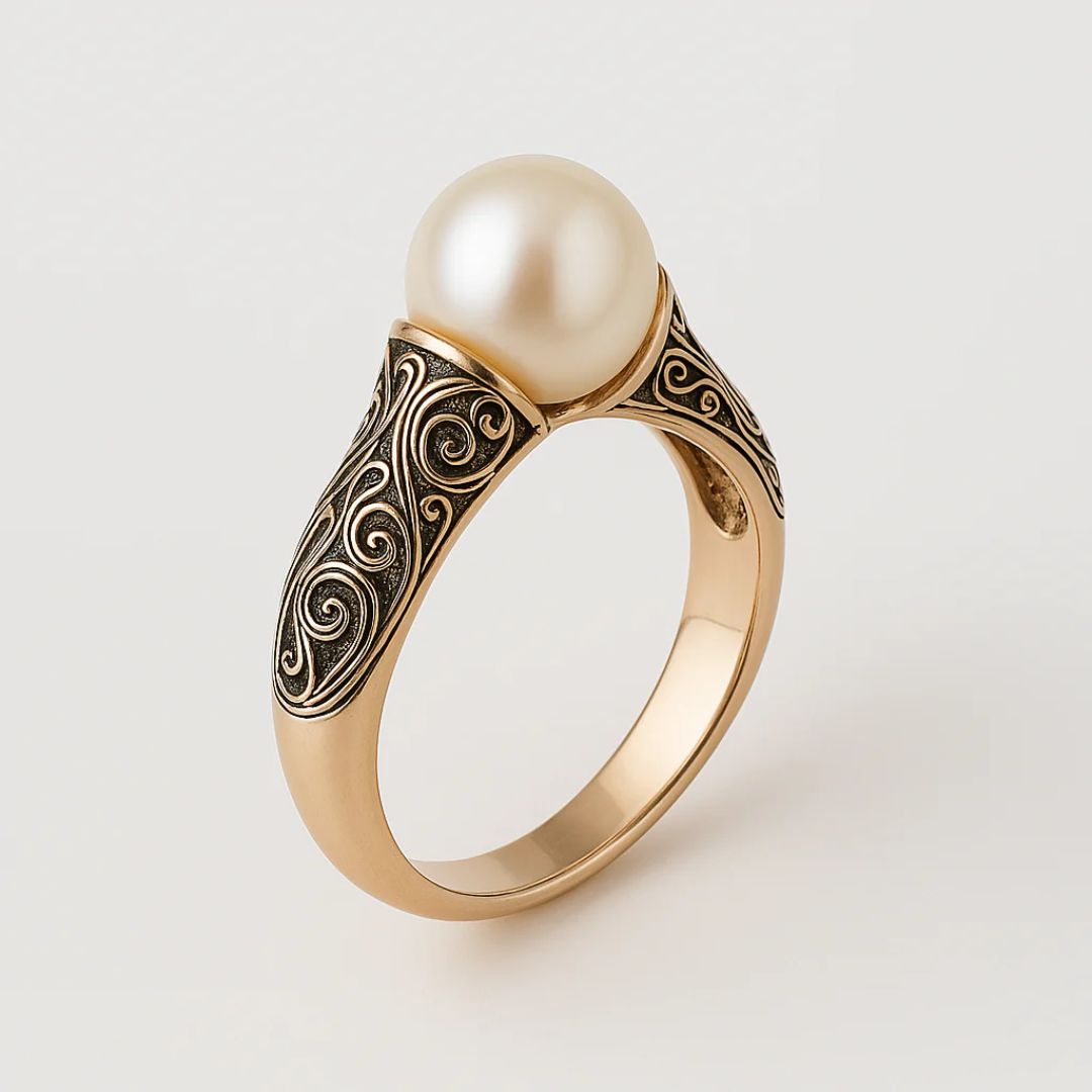 Oro Filigree Anello di Perle