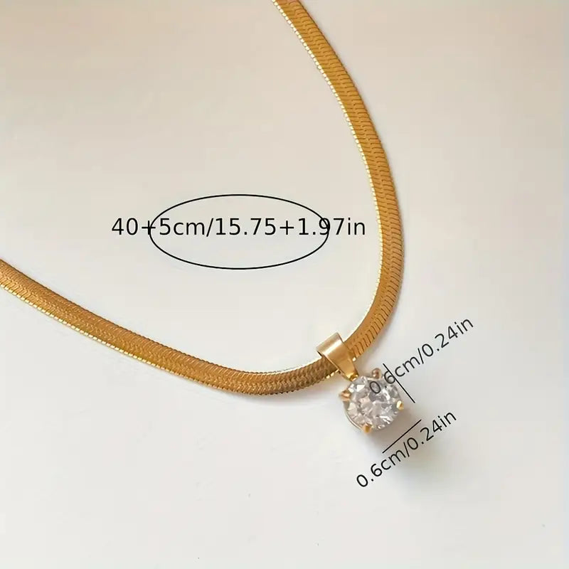 Elegant Rhinestone Pendant Collana | Oro