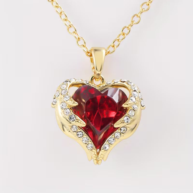Angel Embrace Rubino Cuore Collana | Oro