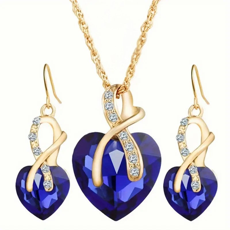 Oro Zaffiro Cuore Collana and Orecchini Set