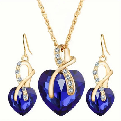 Oro Zaffiro Cuore Collana and Orecchini Set