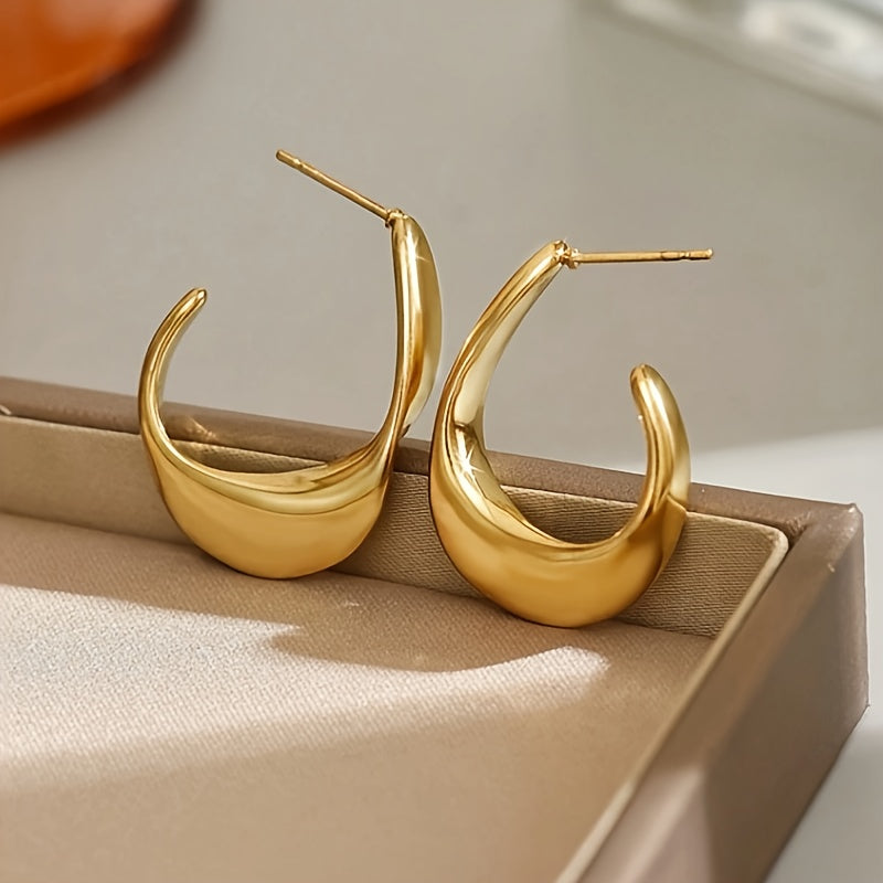 Sculpted Crescent Orecchini a Cerchio | Oro