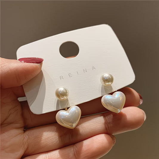 Double Perla Cuore Orecchini