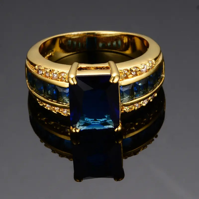 Oro Zaffiro Square-Cut Anello