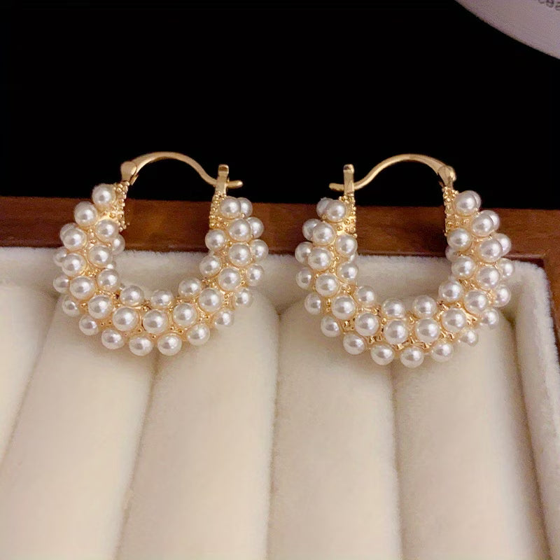 Layered Perla Orecchini a Cerchio