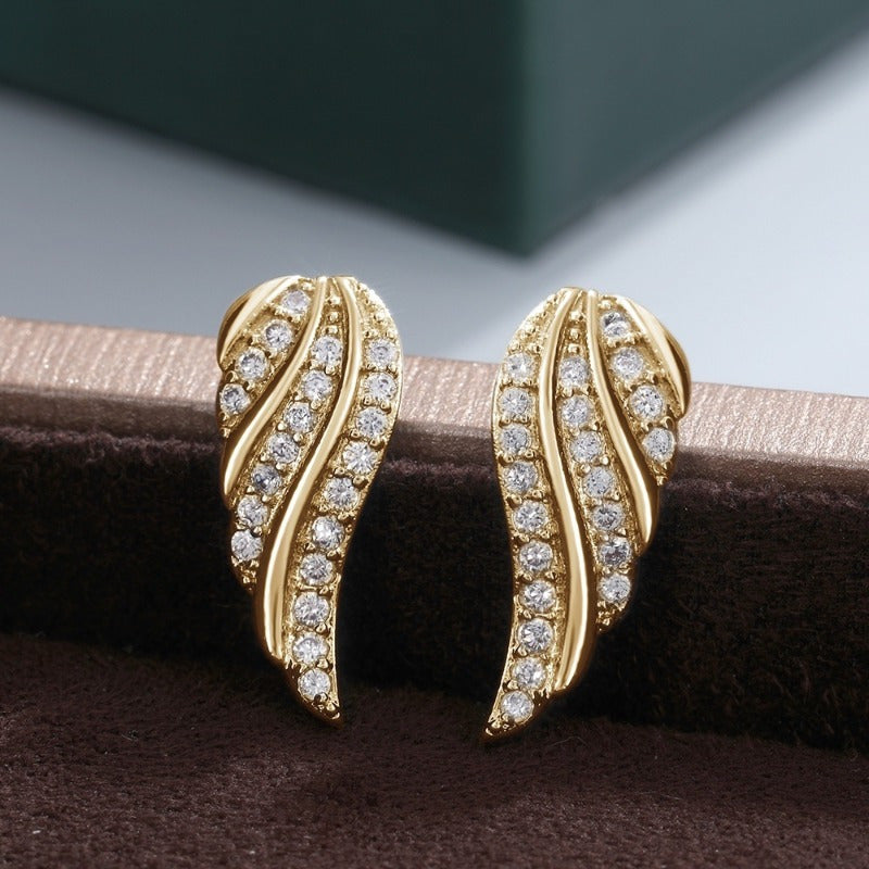 Modern Leaf Pave Orecchini | Oro