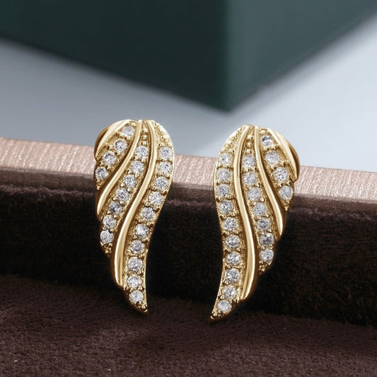 Modern Leaf Pave Orecchini | Oro