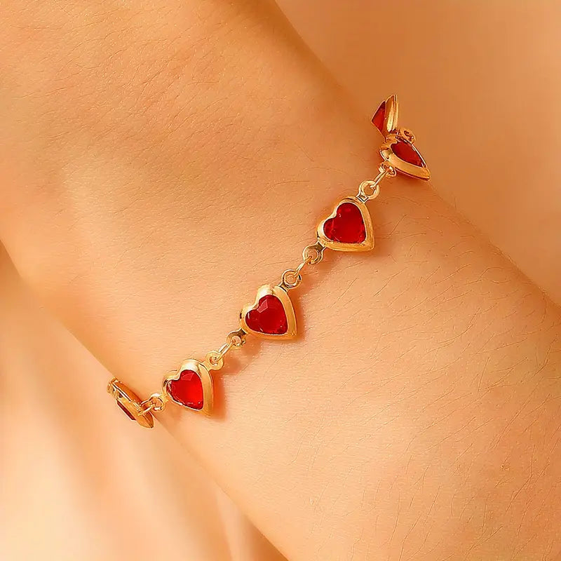 Oro Rubino Cuore Chain Bracciale