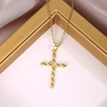Cristallo Twist Cross Collana | Oro