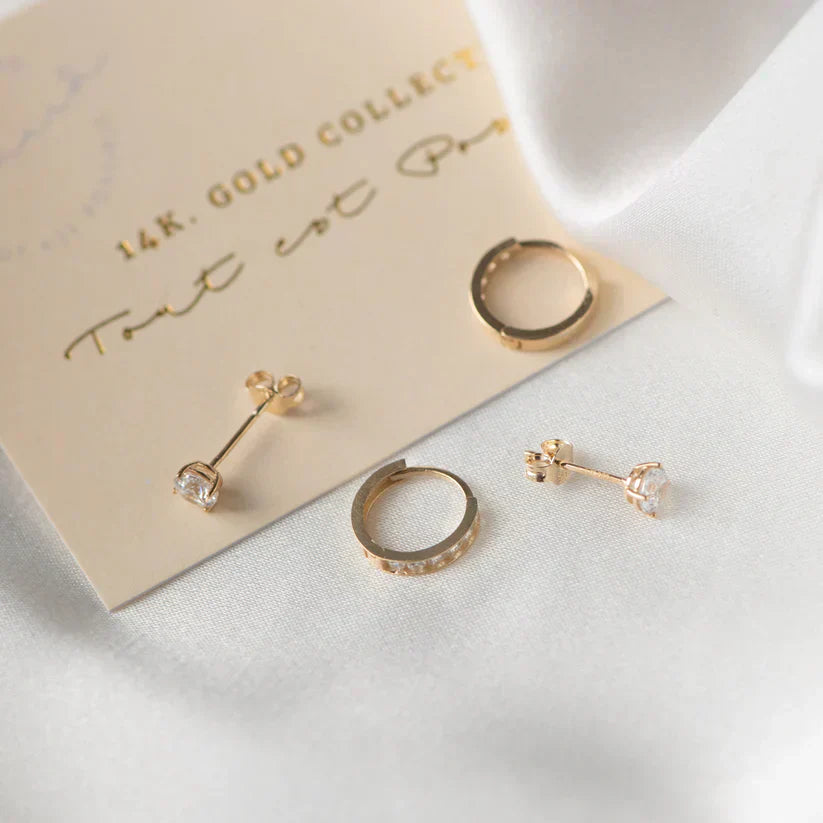Dara Brillane Pietra Orecchini Set | Oro