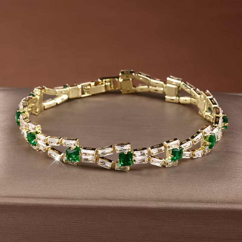 Verde Link Bracciale Tennis | Oro