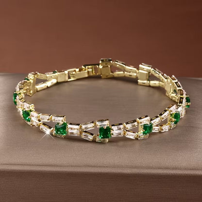 Verde Link Bracciale Tennis | Oro