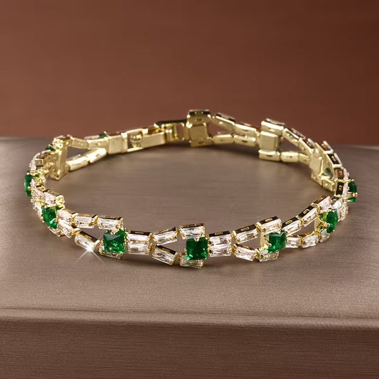 Verde Link Bracciale Tennis | Oro