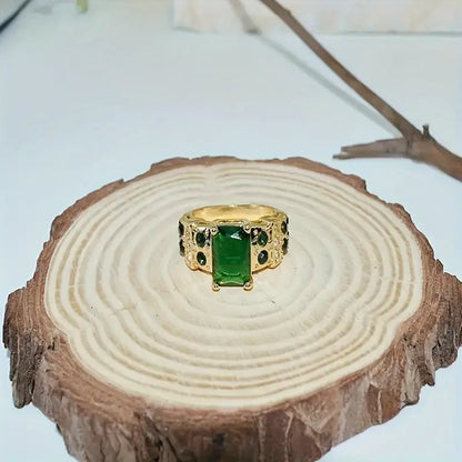 Oro Smeraldo Geometric Anello