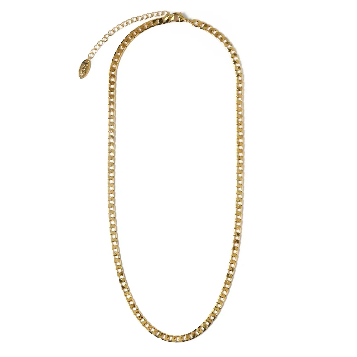 Flat Link Curb Chain Collana | Oro