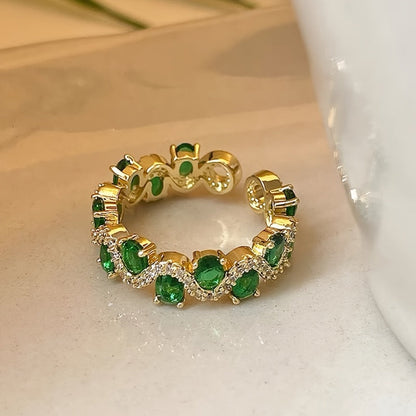 Calira Sparkling Smeraldo Open Anello | Oro