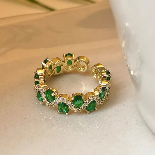 Calira Sparkling Smeraldo Open Anello | Oro