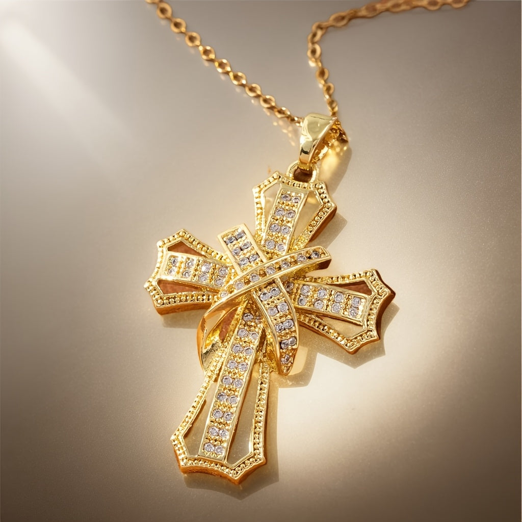 Radiant Cross Pendant Collana | Oro