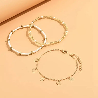 Coastal Ciondolo 3-Piece Layered Anklet Set | Oro