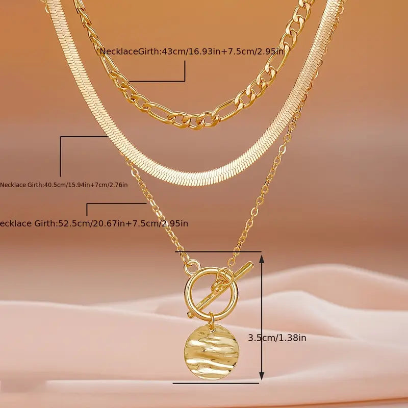 Savira Textured Coin Layered Collana | Oro