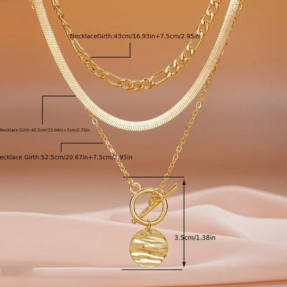 Savira Textured Coin Layered Collana | Oro