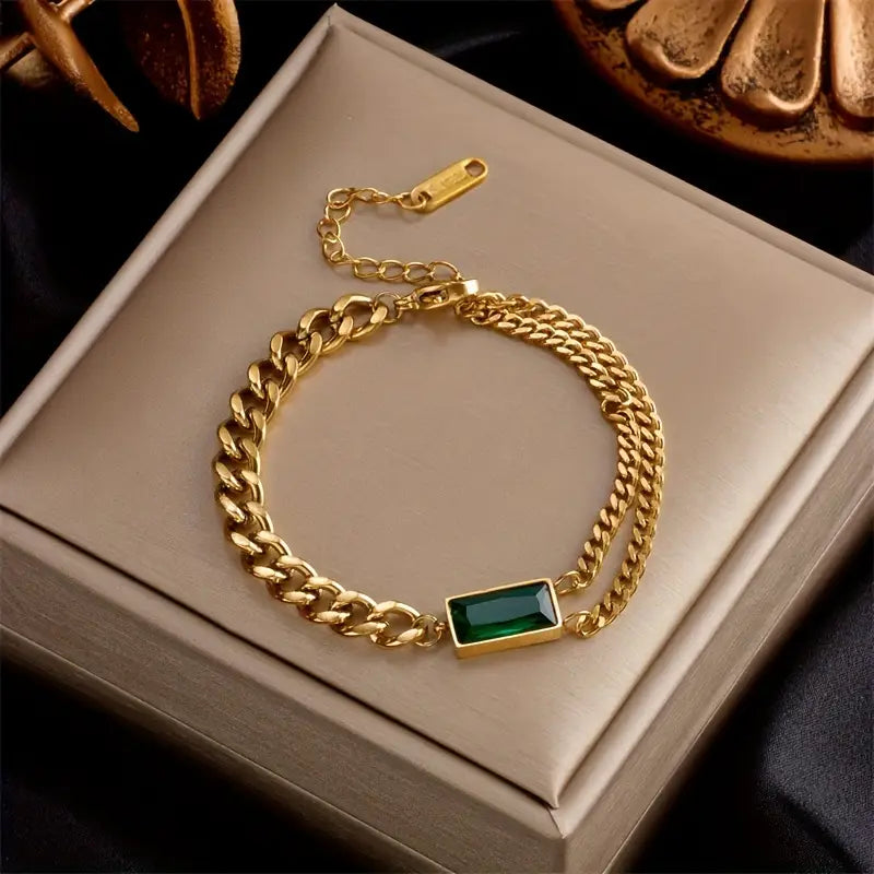 Oro Smeraldo Bar Chain Bracciale
