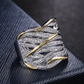 Argento and Oro Woven Band Anello