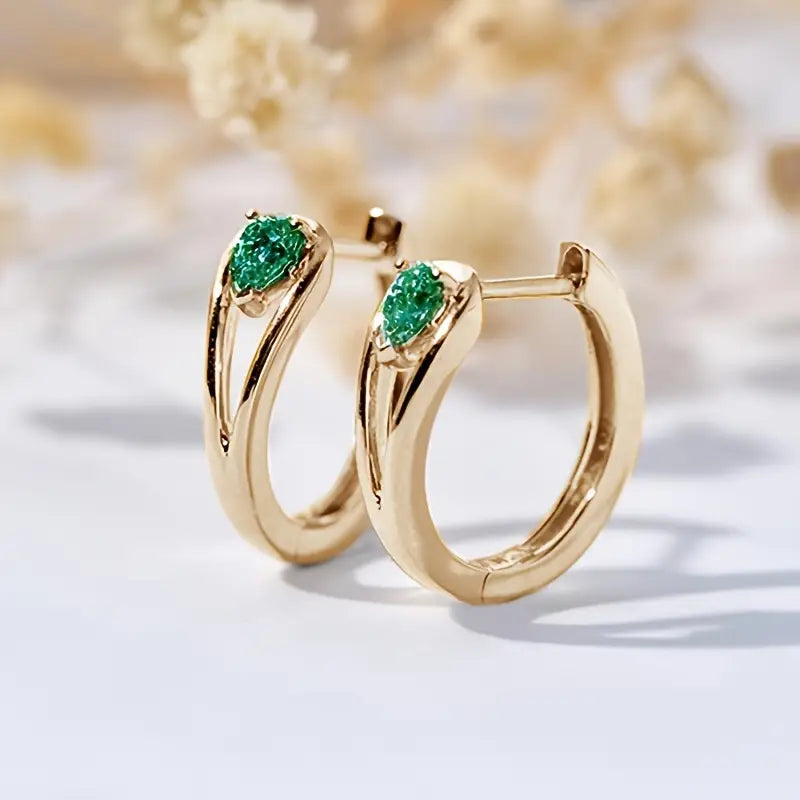Oro Smeraldo Accent Orecchini a Cerchio