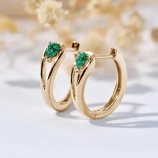 Oro Smeraldo Accent Orecchini a Cerchio