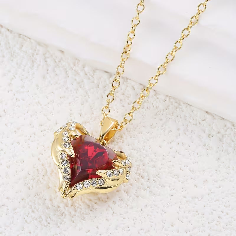 Angel Embrace Rubino Cuore Collana | Oro