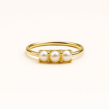 Triple Perla Oro Anello