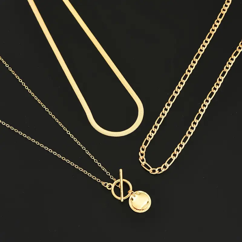 Savira Textured Coin Layered Collana | Oro