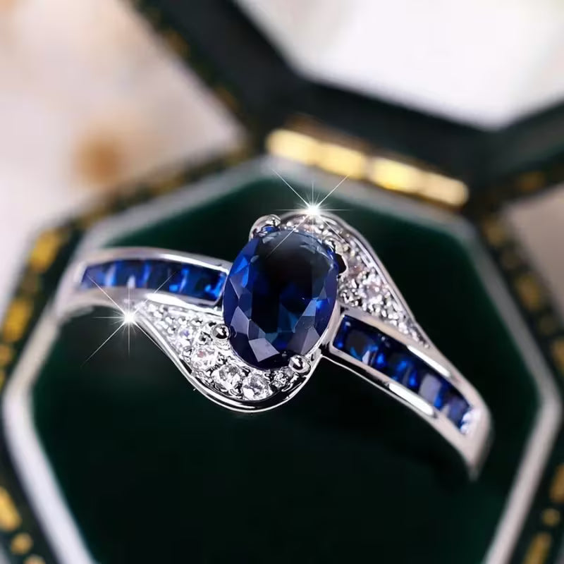 Zaffiro Flow Anello | Bianco Oro