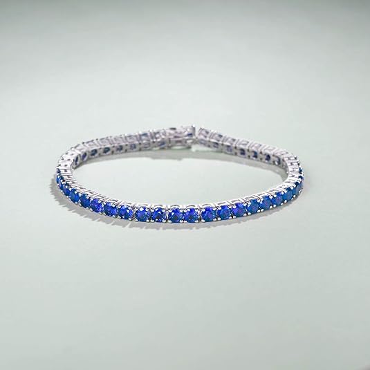 Zaffiro Bracciale Tennis | Bianco Oro